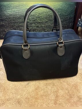 Vintage Balenciaga Black Nylon & Grey Trim Weekender Travel Duffel Bag
